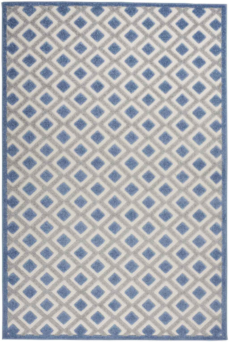 6' X 9' Blue And Gray Indoor Outdoor Area Rug