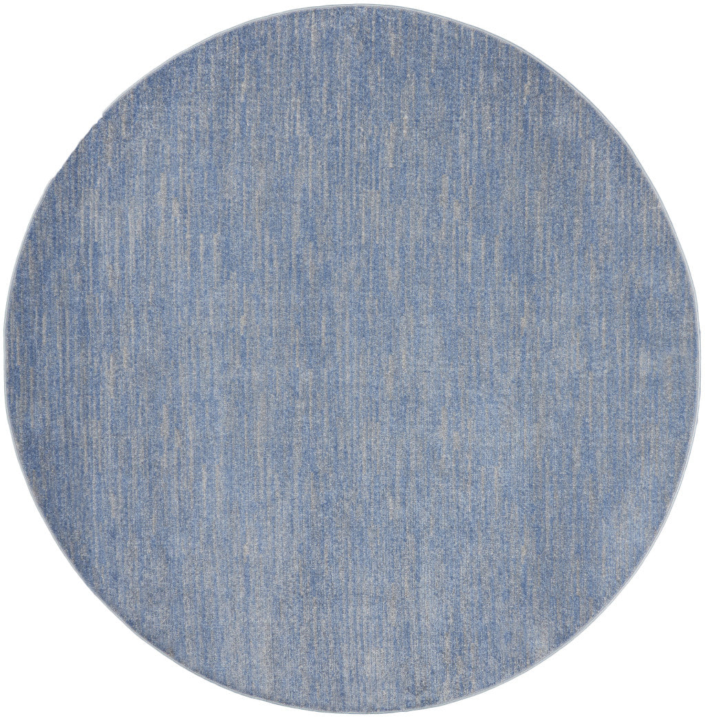 8' X 8' Blue And Gray Round Indoor Outdoor Area Rug - Outdoor