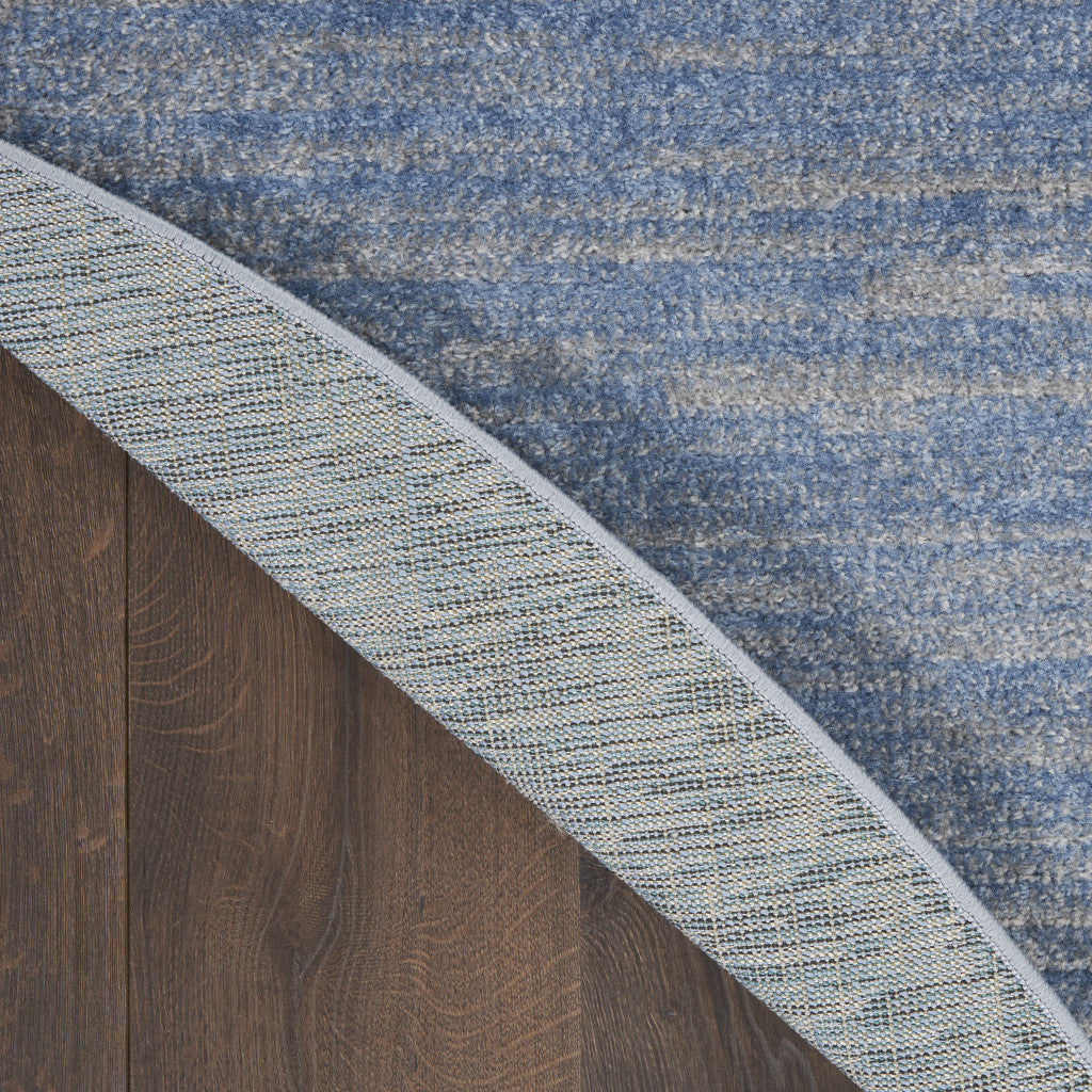 8' X 8' Blue And Gray Round Indoor Outdoor Area Rug - Outdoor