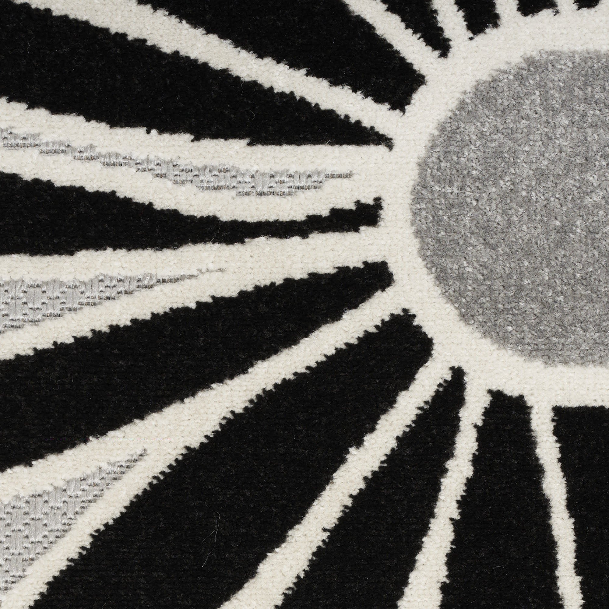 5' Black And White Round Floral Indoor Outdoor Area Rug - Sports & Outdoor