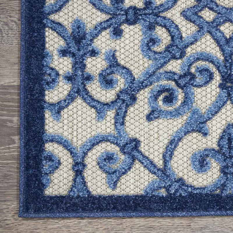 5' X 8' Blue And Gray Indoor Outdoor Area Rug