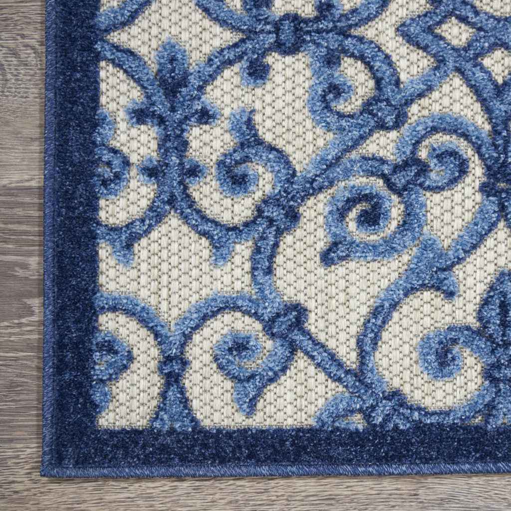 10' Blue And Gray Indoor Outdoor Area Rug