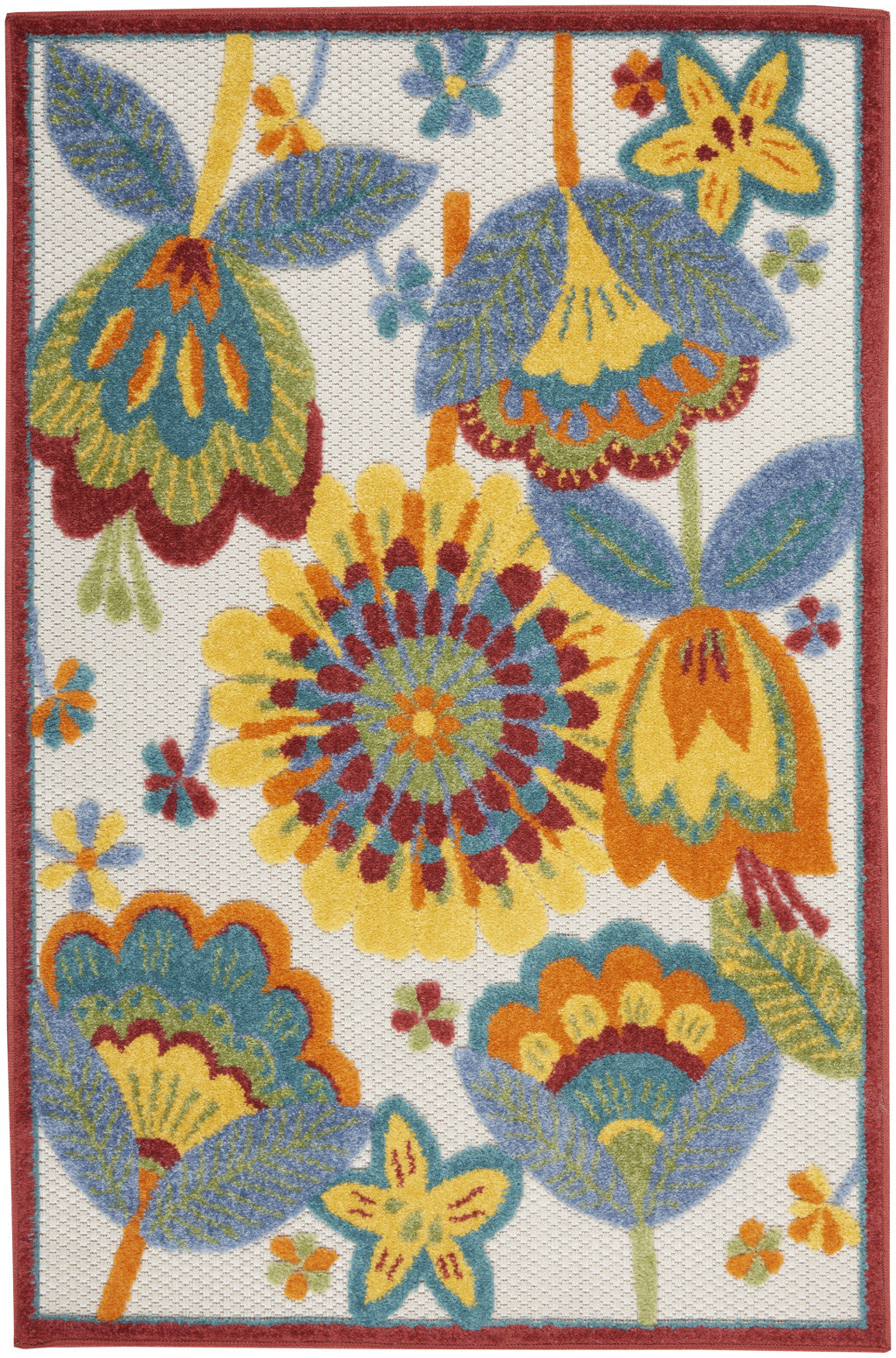 3' X 4' Yellow And Ivory Indoor Outdoor Area Rug - Outdoor