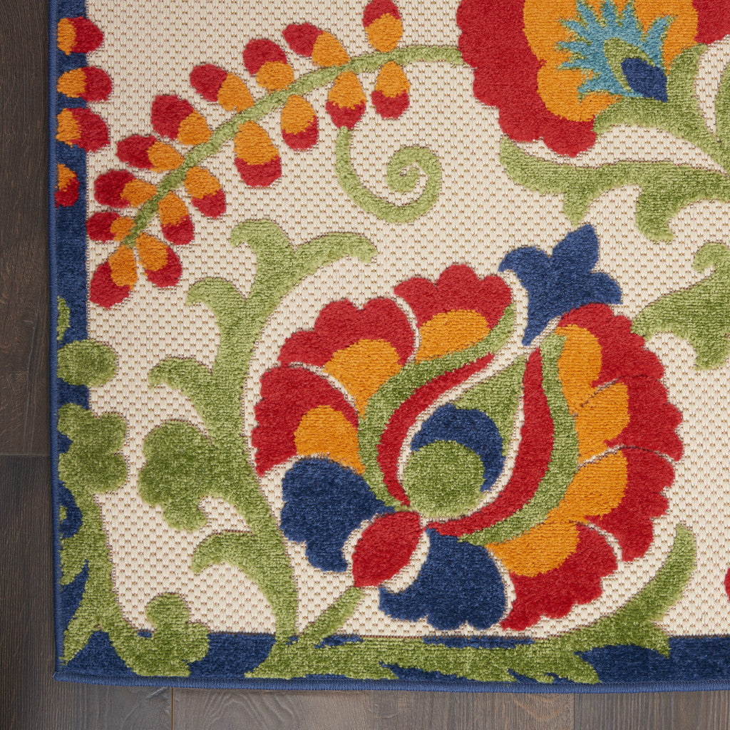 10' X 13' Blue And Beige Indoor Outdoor Area Rug - Outdoor