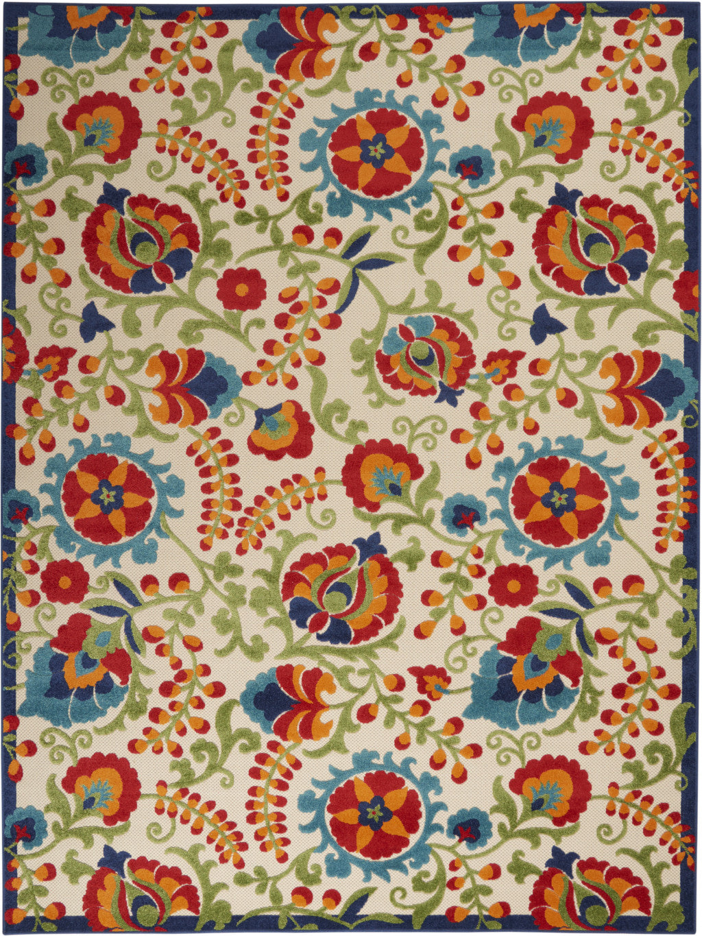 10' X 13' Blue And Beige Indoor Outdoor Area Rug - Outdoor