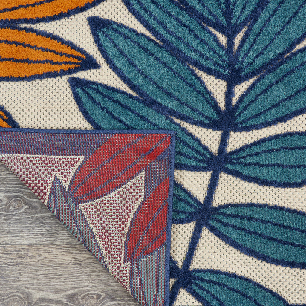10' X 13' Blue And Beige Indoor Outdoor Area Rug - Outdoor