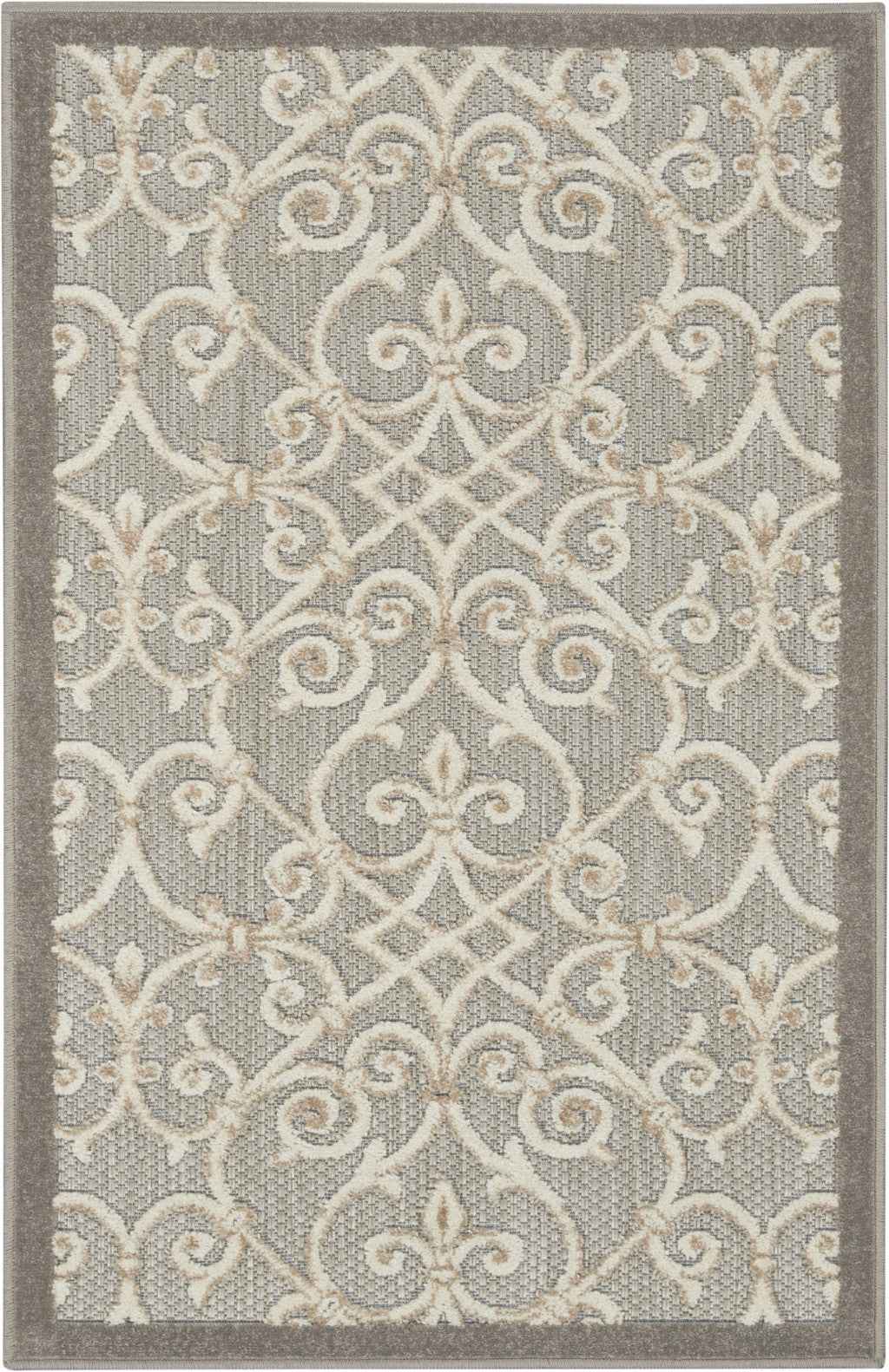 3' X 4' Gray And Ivory Indoor Outdoor Area Rug