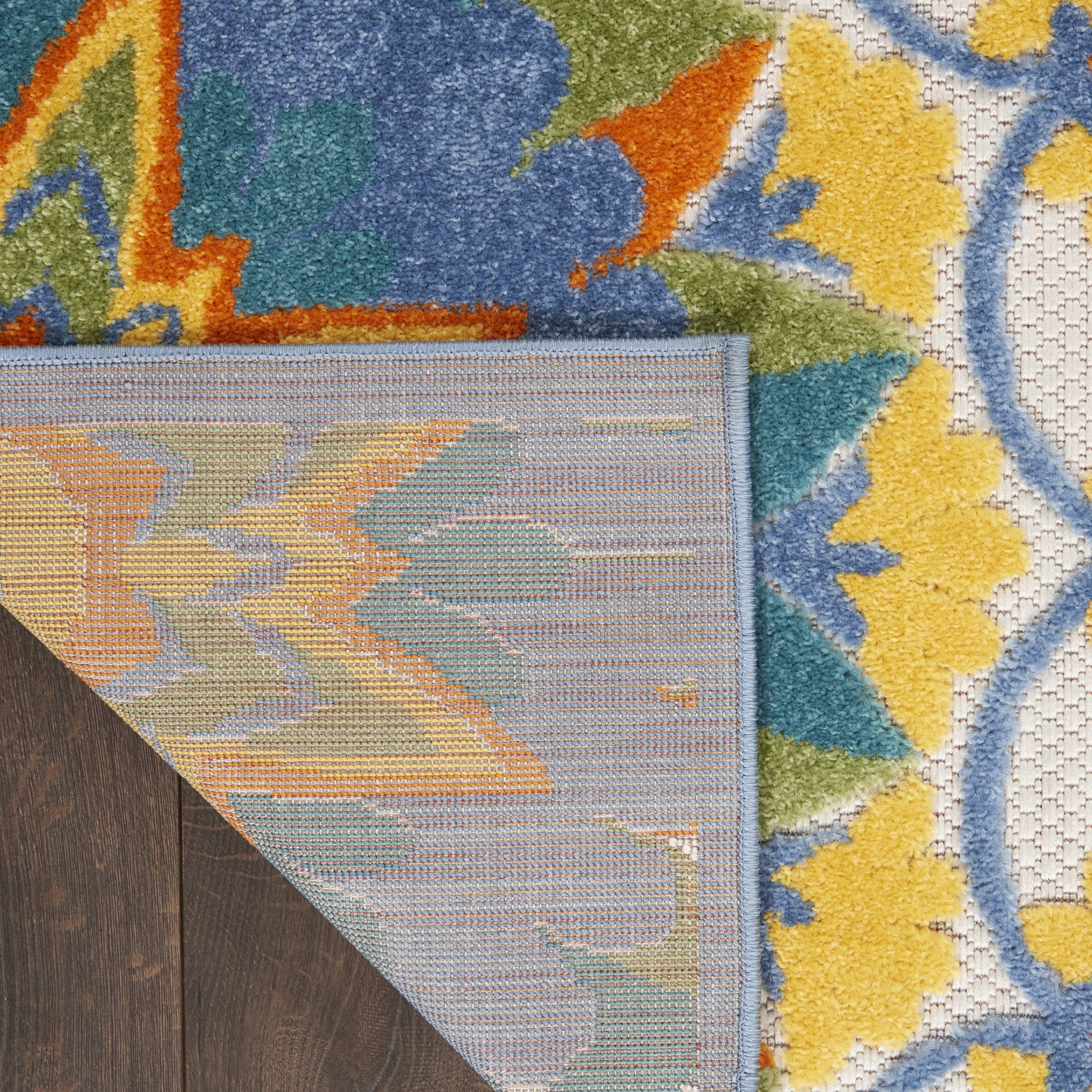 10' X 13' Blue And Yellow Indoor Outdoor Area Rug - Outdoor