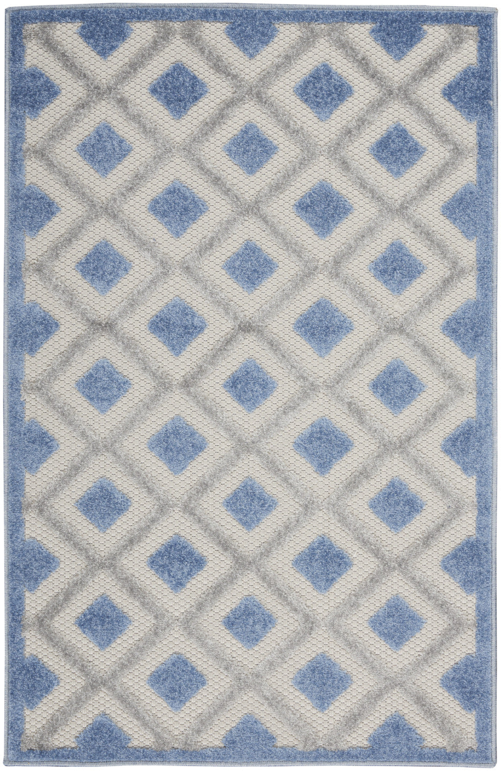 3' X 4' Blue And Gray Indoor Outdoor Area Rug - Outdoor