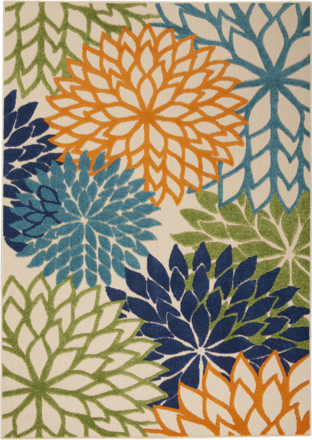 4' X 6' Ivory And Blue Floral Indoor Outdoor Area Rug - Outdoor