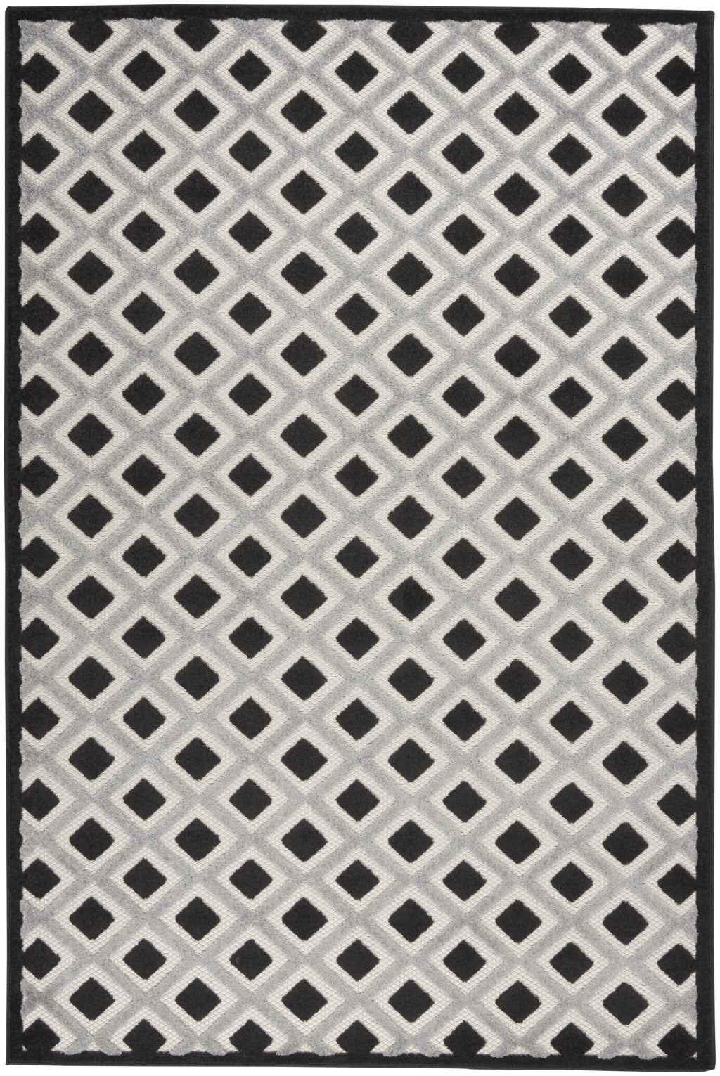 4' X 6' Black And White Indoor Outdoor Area Rug