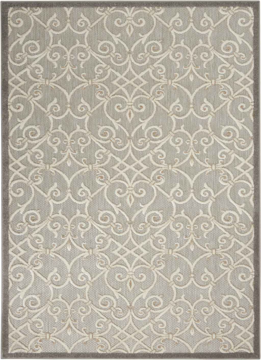 4' X 6' Gray And Ivory Indoor Outdoor Area Rug