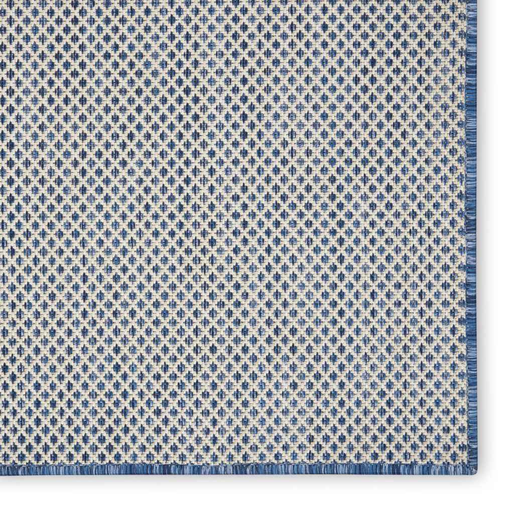 9' X 12' Blue And Ivory Indoor Outdoor Area Rug