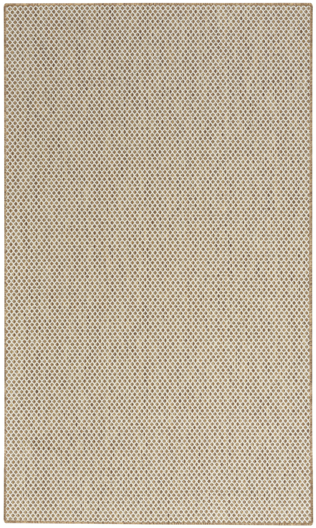 Geometric area rug in natural and ivory with repeating diamond lattice pattern and thin border