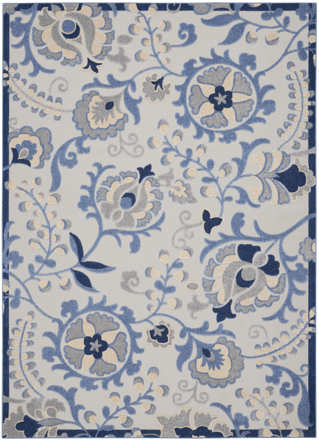 9' X 12' Blue And Gray Indoor Outdoor Area Rug - Outdoor