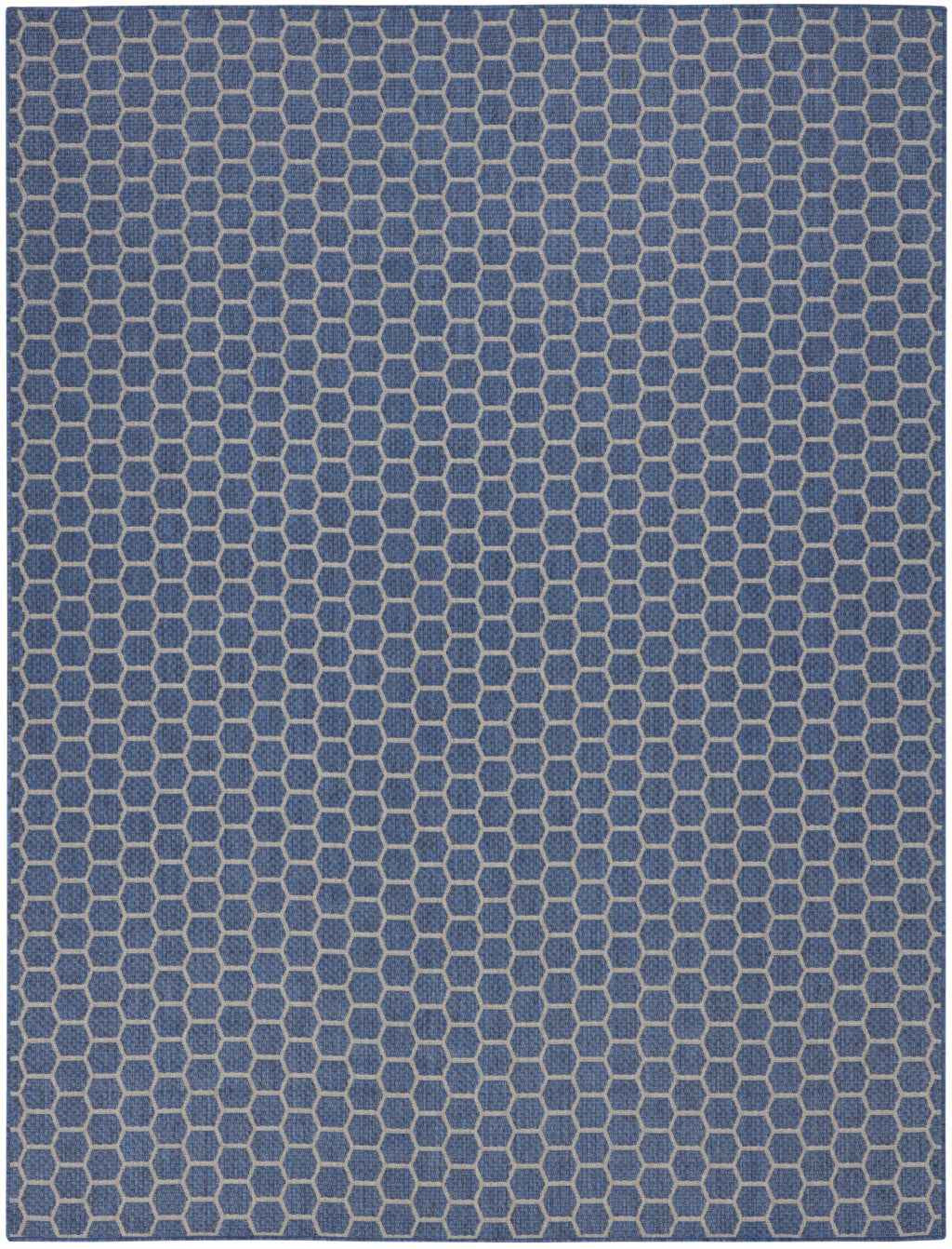 8' X 10' Blue And Beige Geometric Indoor Outdoor Area Rug