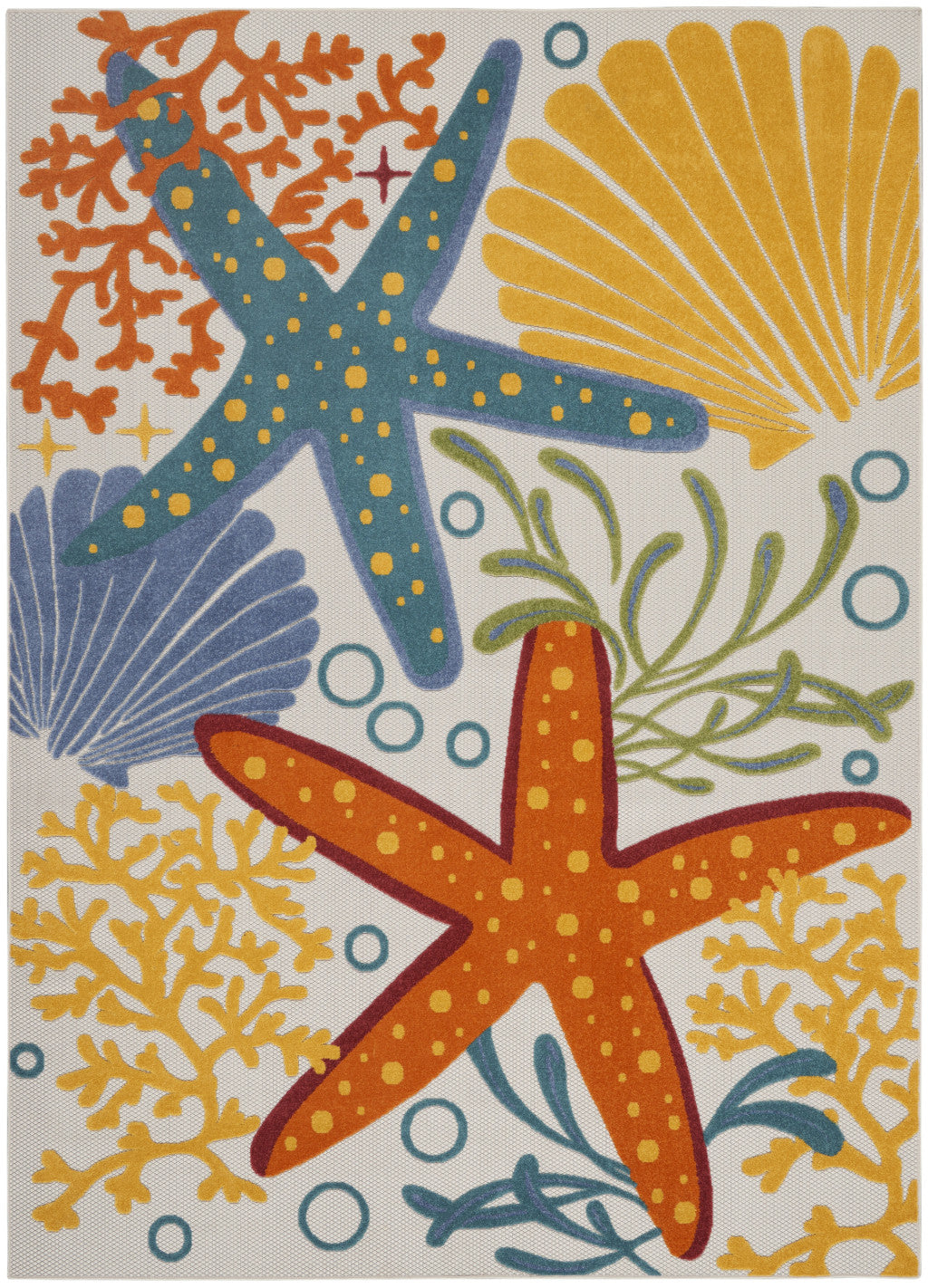 9' X 12' Blue And Yellow Indoor Outdoor Area Rug - Outdoor