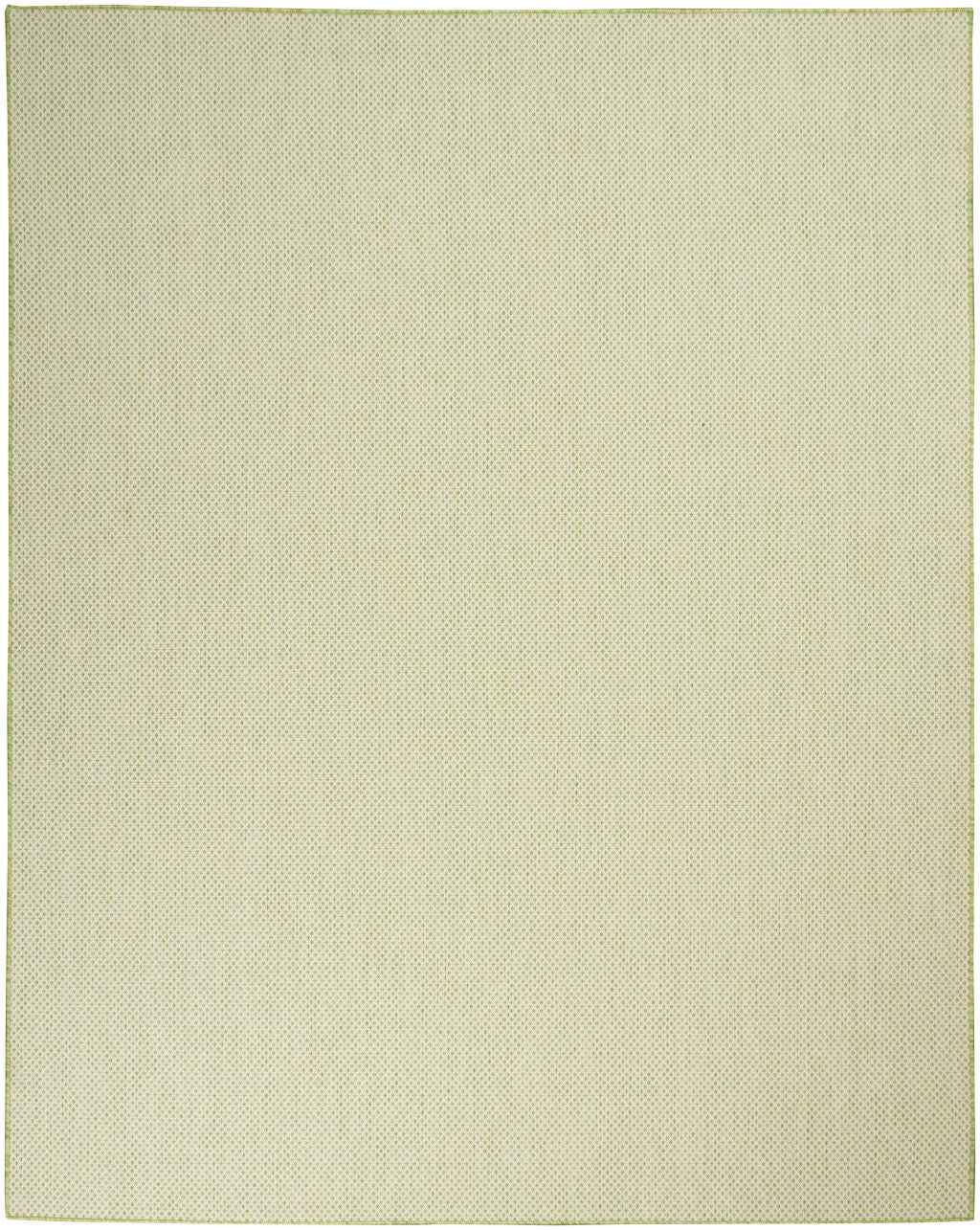 9' X 12' Green And Ivory Indoor Outdoor Area Rug