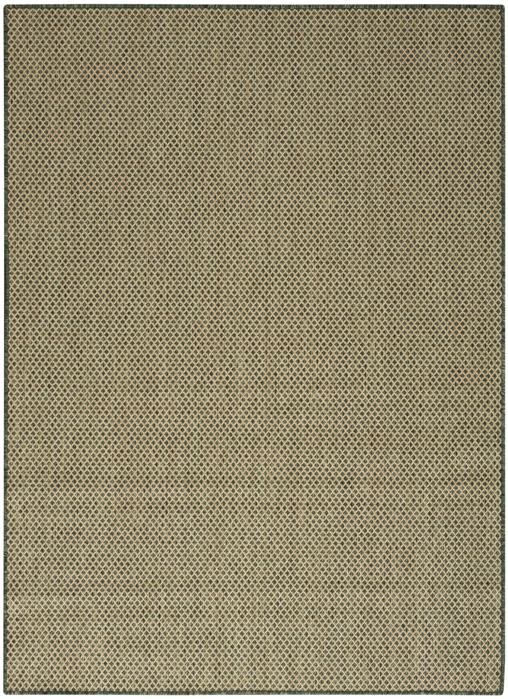 6' X 9' Green And Taupe Geometric Indoor Outdoor Area Rug