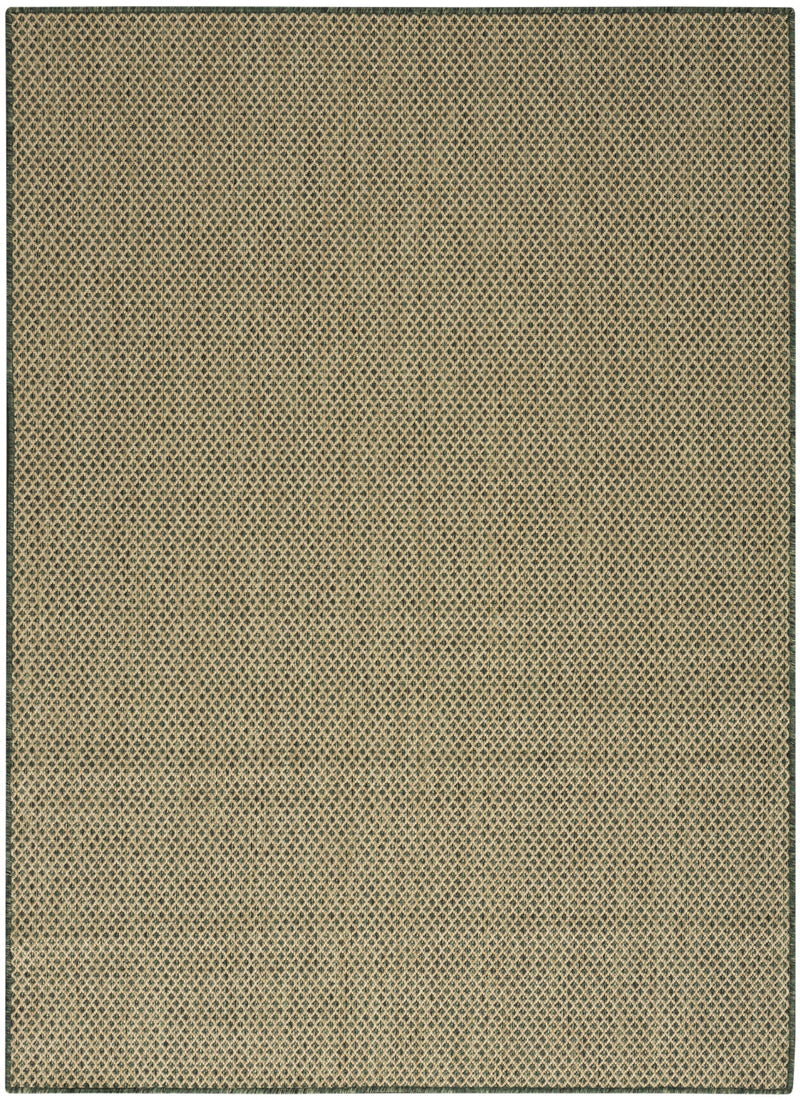 6' X 9' Green And Taupe Geometric Indoor Outdoor Area Rug