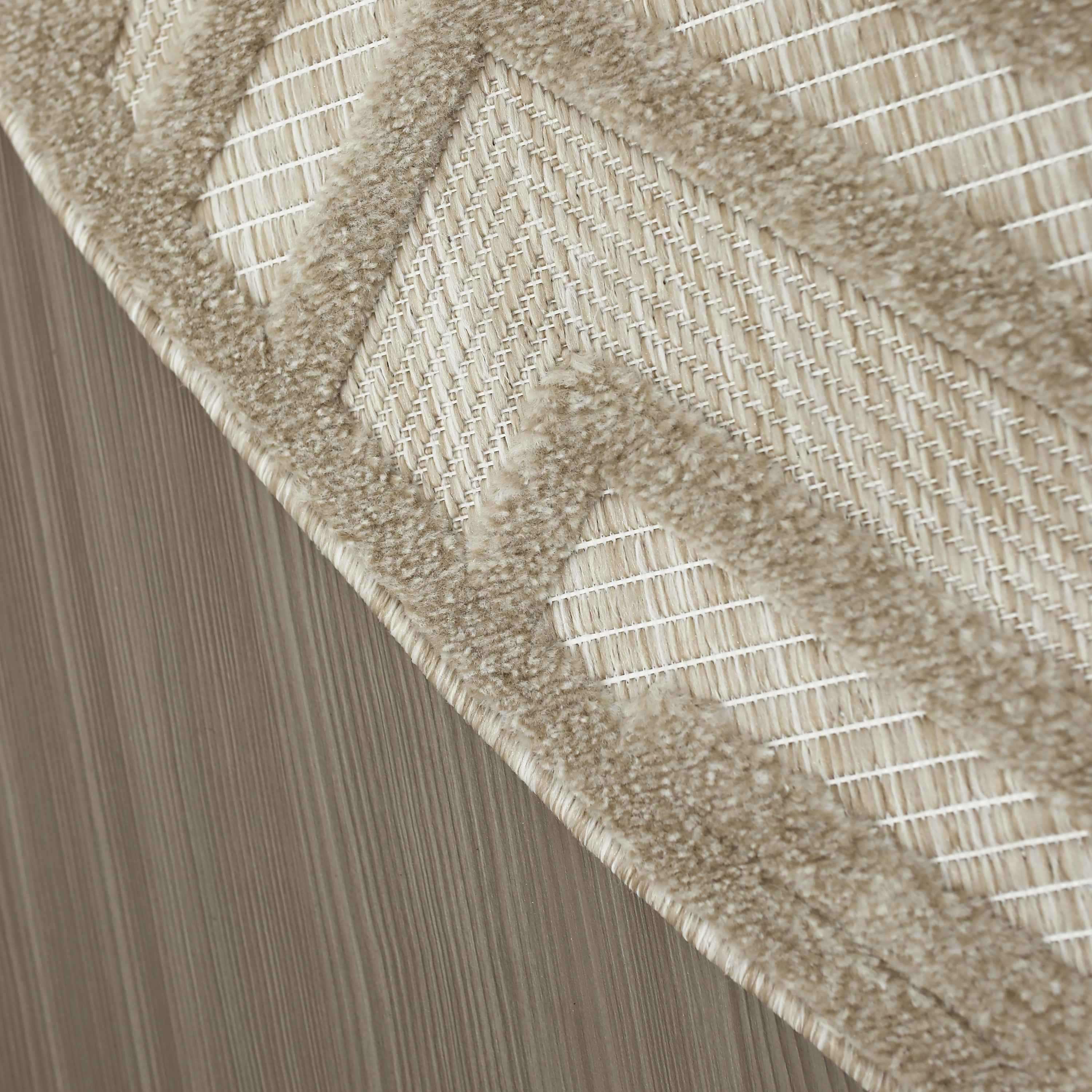 4' Cream And Beige Round Geometric Indoor Outdoor Area Rug