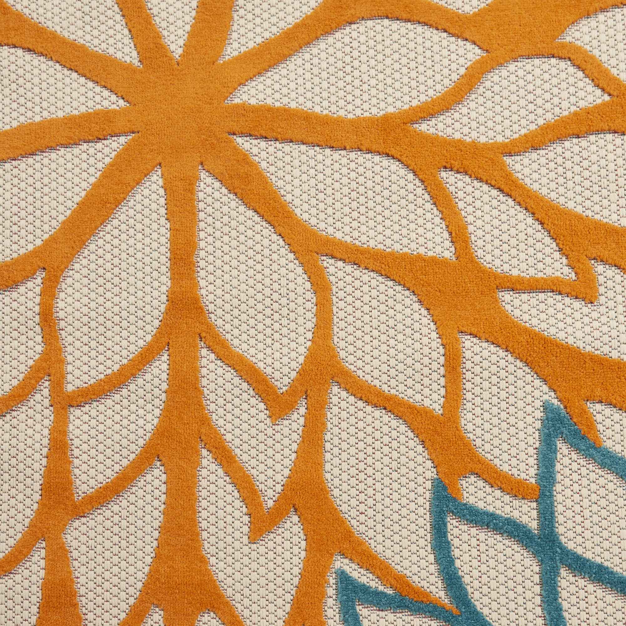 5' Green Orange and Red Indoor Outdoor Area Rug