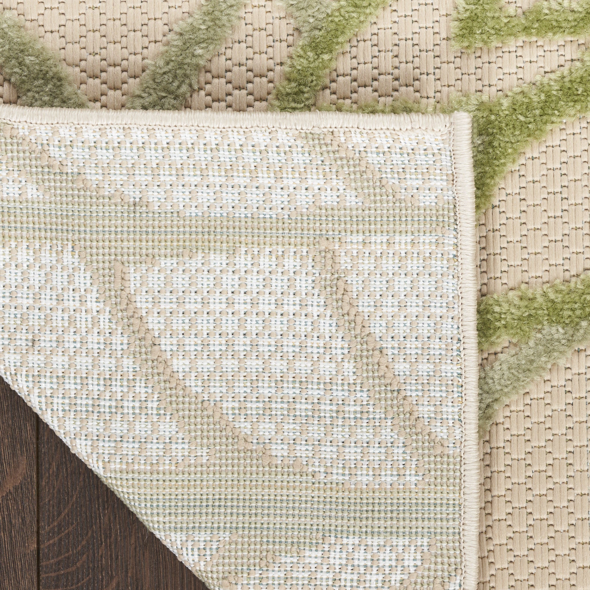 8' X 11' Ivory And Green Floral Indoor Outdoor Area Rug - Outdoor
