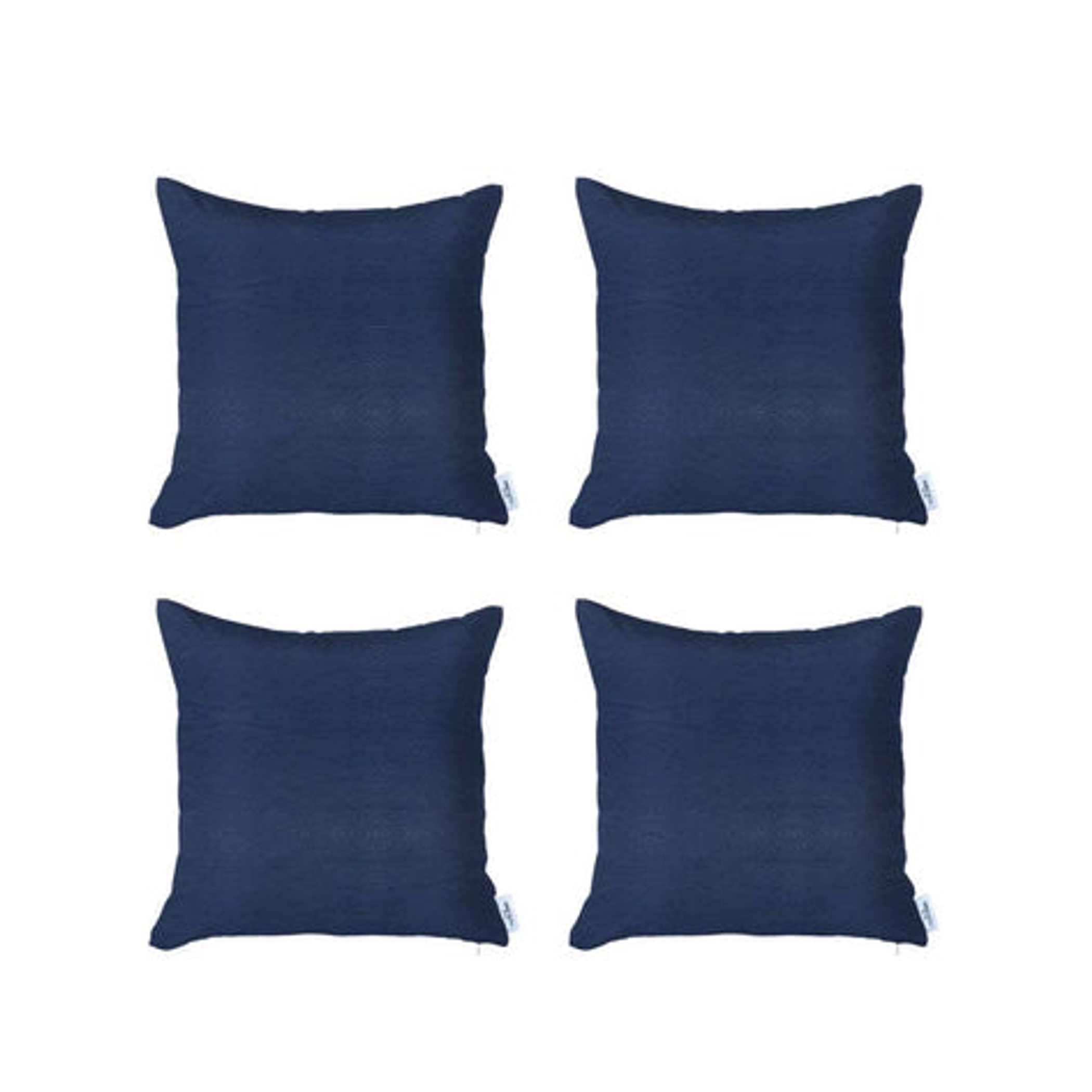 Navy faux leather throw pillow set, square pillows with stitched edges