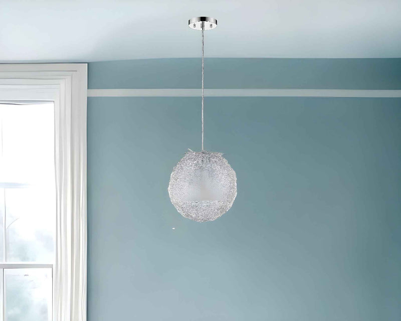 Contemporary Silver Globe Pendant Hanging Light