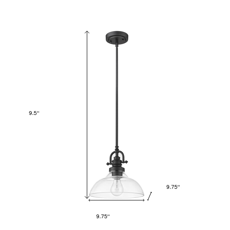 Matte Black Hanging Light with Glass Dome Shade - Lighting