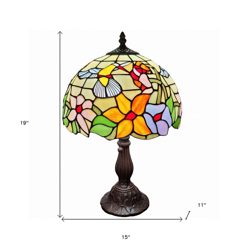 19" Dark Brown Metal Candlestick Table Lamp With Ivory Dome Shade