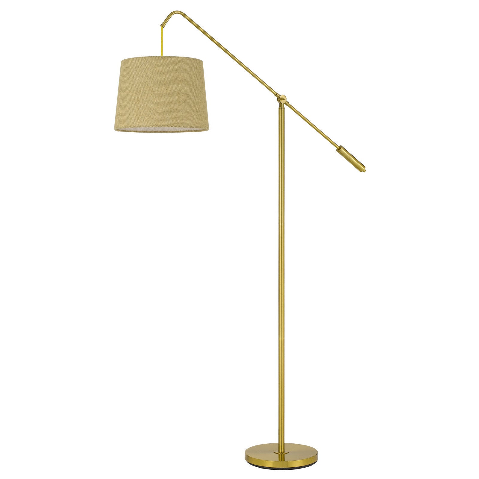 68" Brass Adjustable Traditional Shaped Floor Lamp With Antiqued Brass Drum Shade - Lighting