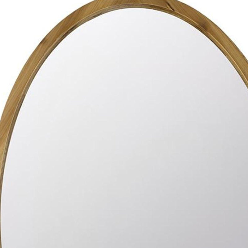 35" Brown Oval Solid Wood Framed Accent Mirror - Bed & Bath