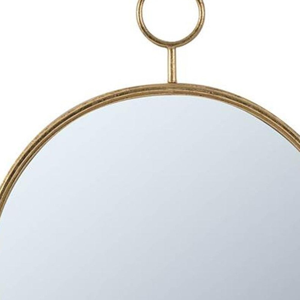 28" Gold Round Iron Framed Accent Mirror - Bed & Bath