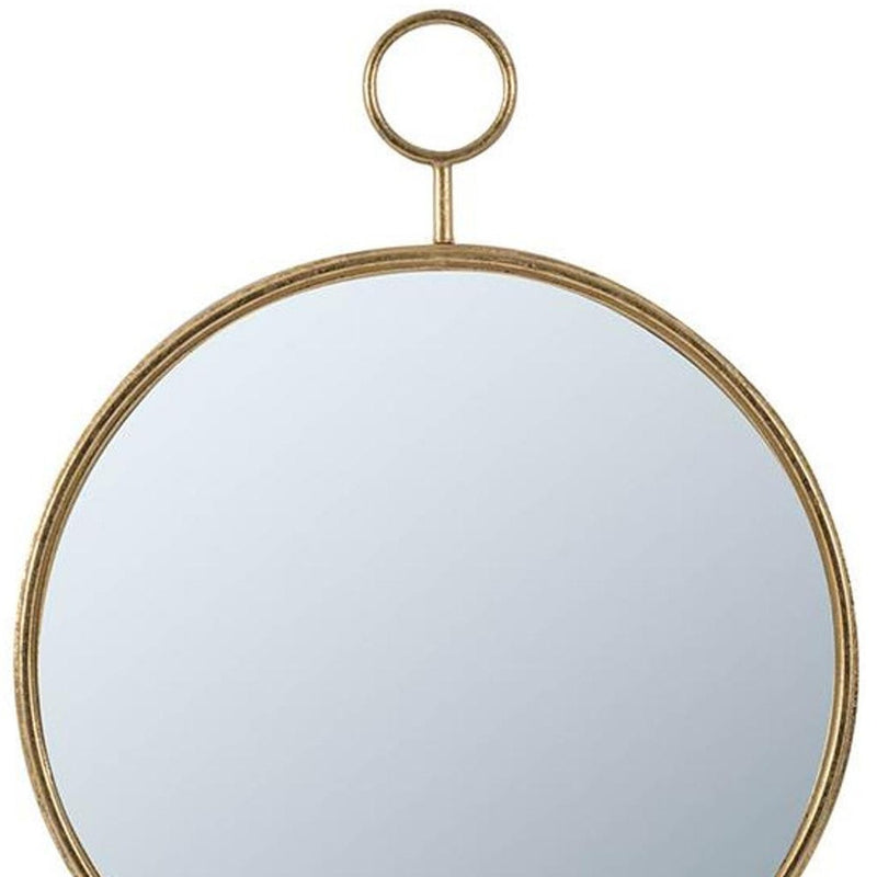 28" Gold Round Iron Framed Accent Mirror - Bed & Bath