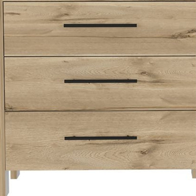 59" Natural And Black Wood Six Drawer Double Dresser - Bed & Bath