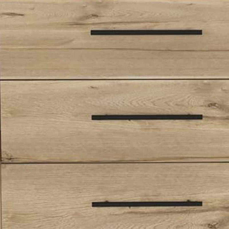 59" Natural and Black Six Drawer Double Dresser