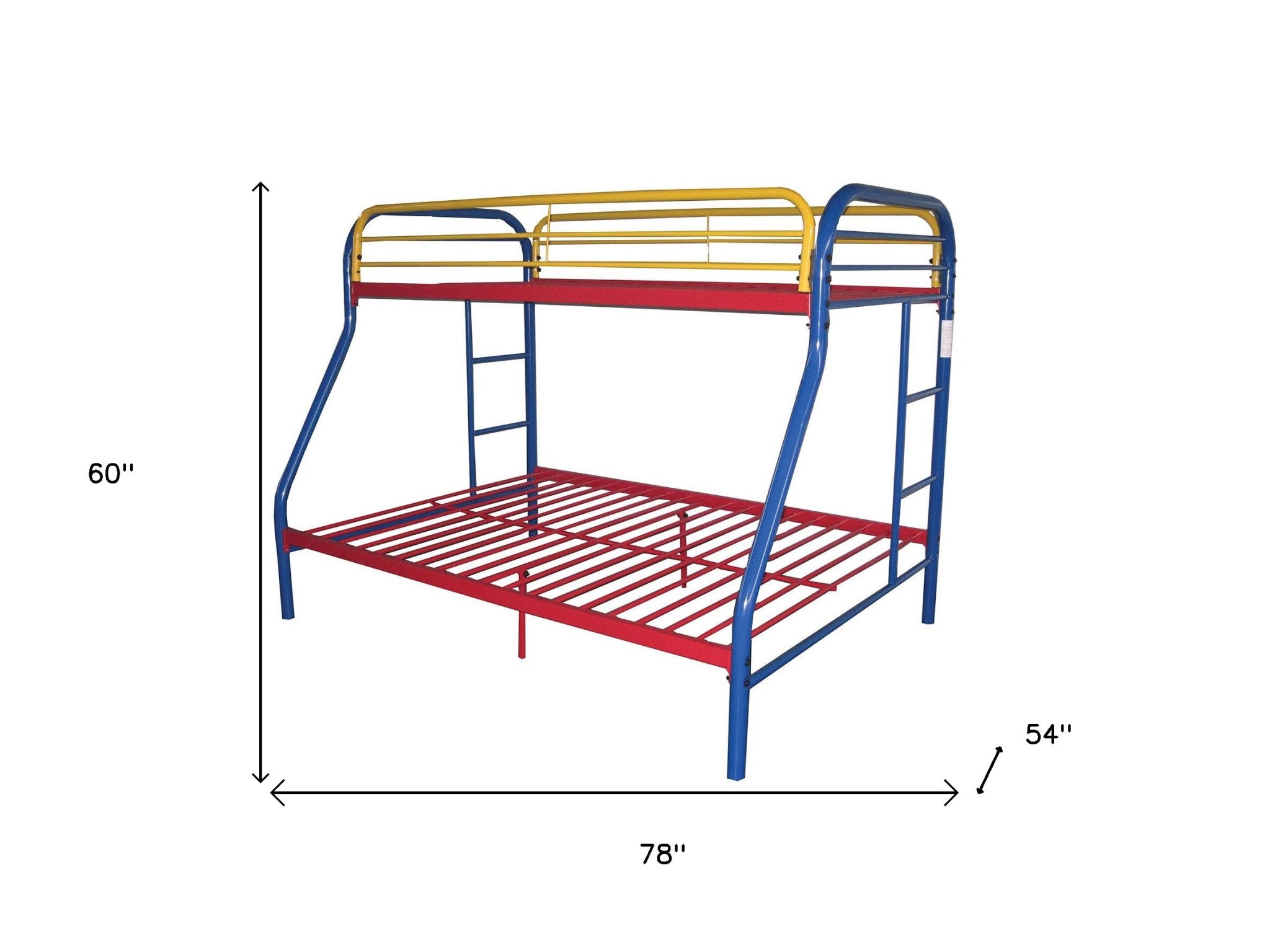 78" X 54" X 60" Twin Over Full Rainbow Metal Tube Bunk Bed - Bed & Bath