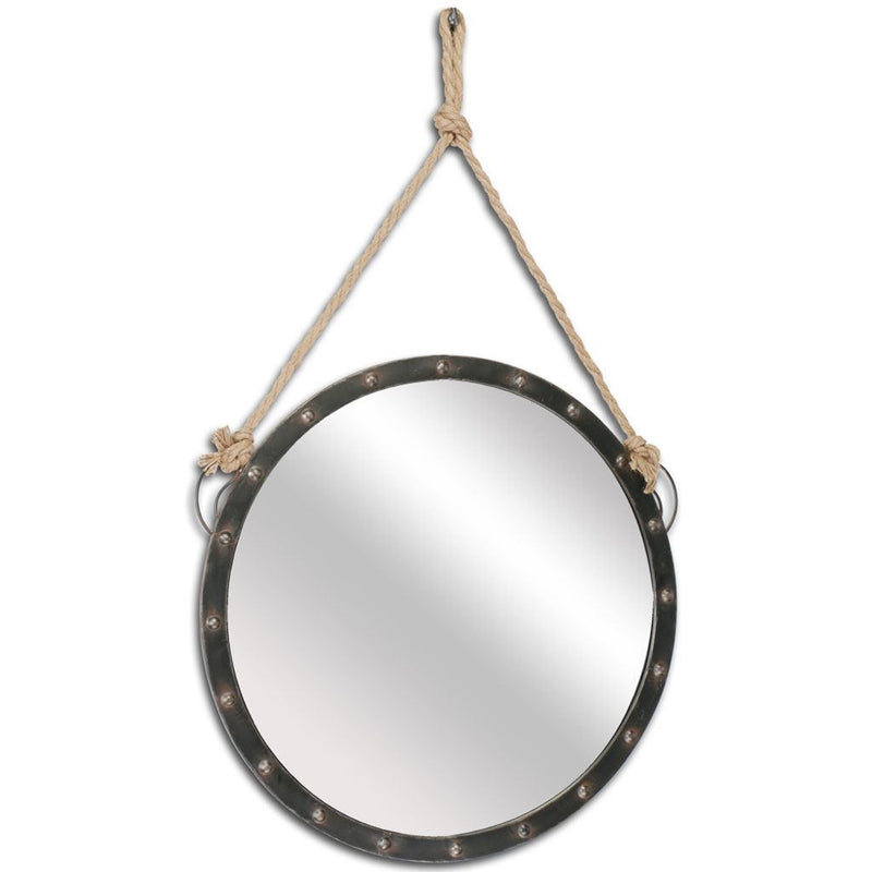39" Black Metal Round Framed Accent Mirror - Bed & Bath