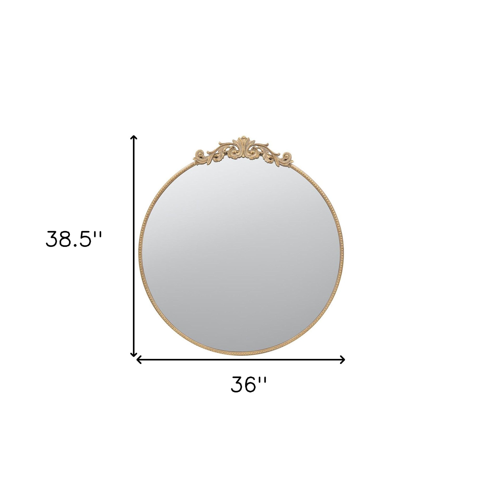 39" Gold Crowned Top Iron Framed Accent Mirror - Bed & Bath