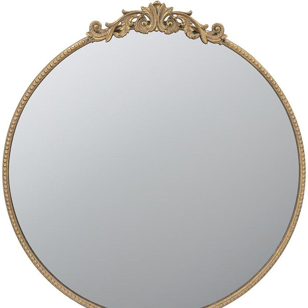 32" Gold Iron Crowned Top Framed Accent Mirror - Bed & Bath