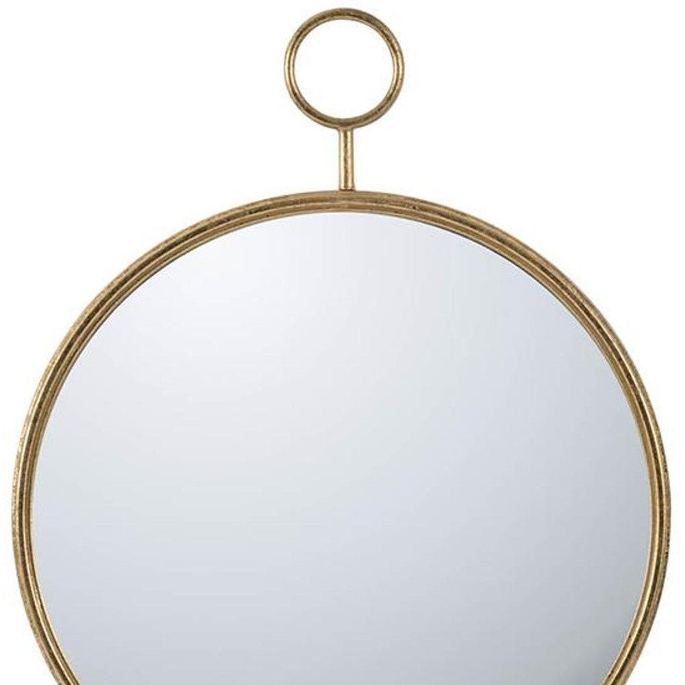 32" Gold Round Iron Framed Accent Mirror - Bed & Bath