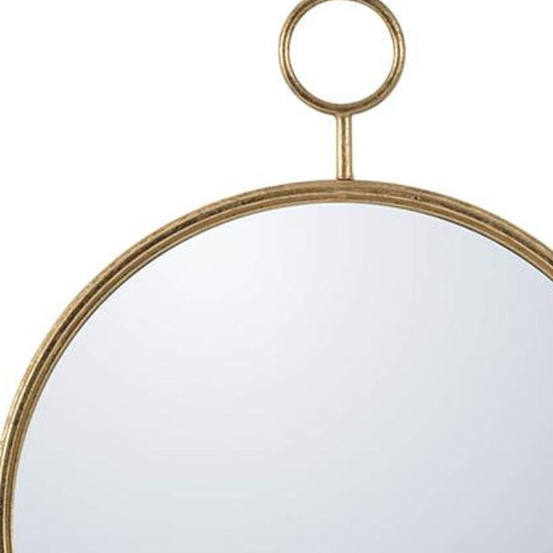 32" Gold Round Iron Framed Accent Mirror - Bed & Bath