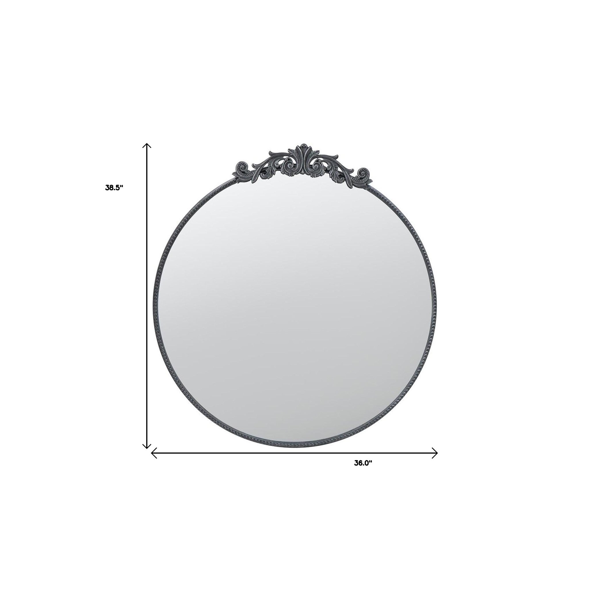 39" Black Crowned Top Iron Framed Accent Mirror - Bed & Bath