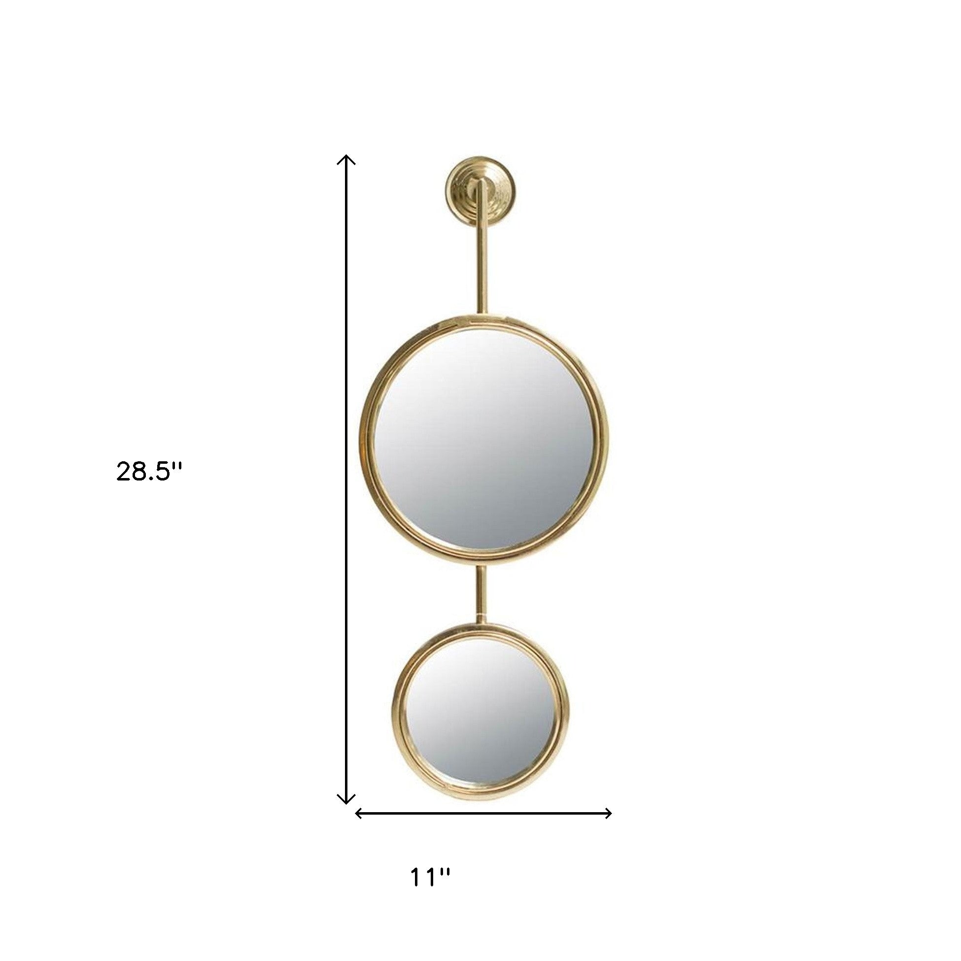 29" Gold Round Iron Framed Accent Mirror - Bed & Bath