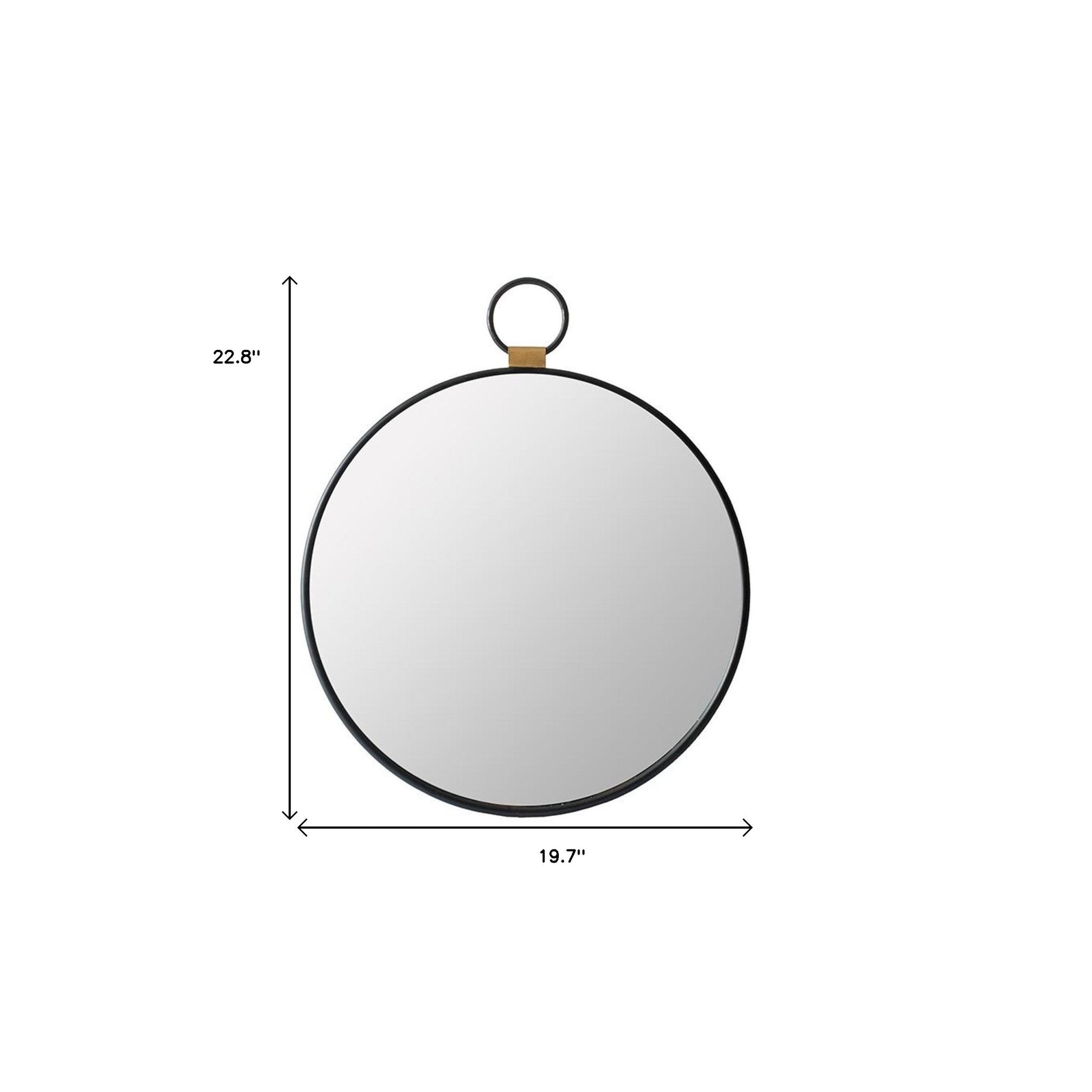23" Black Round Metal Framed Accent Mirror - Bed & Bath