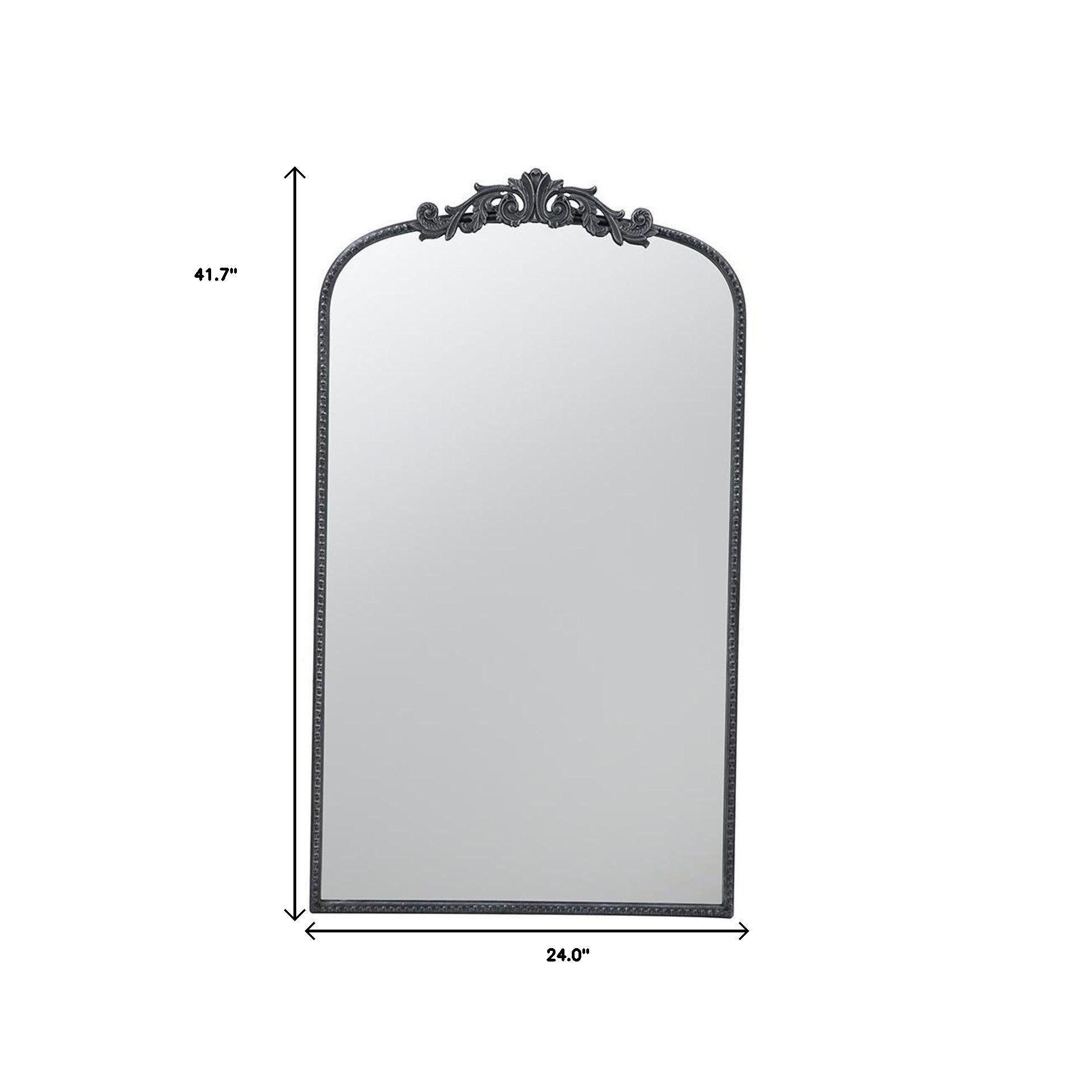 42" Black Arch Iron Framed Accent Mirror - Bed & Bath