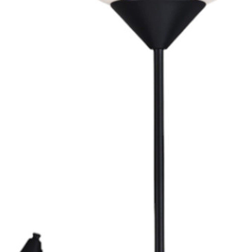 71" Two Light Torchiere Floor Lamp With White Acrylic Bowl Shades - Lighting