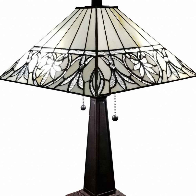 22" Dark Brown Metal Two Light Candlestick Table Lamp With White Shade