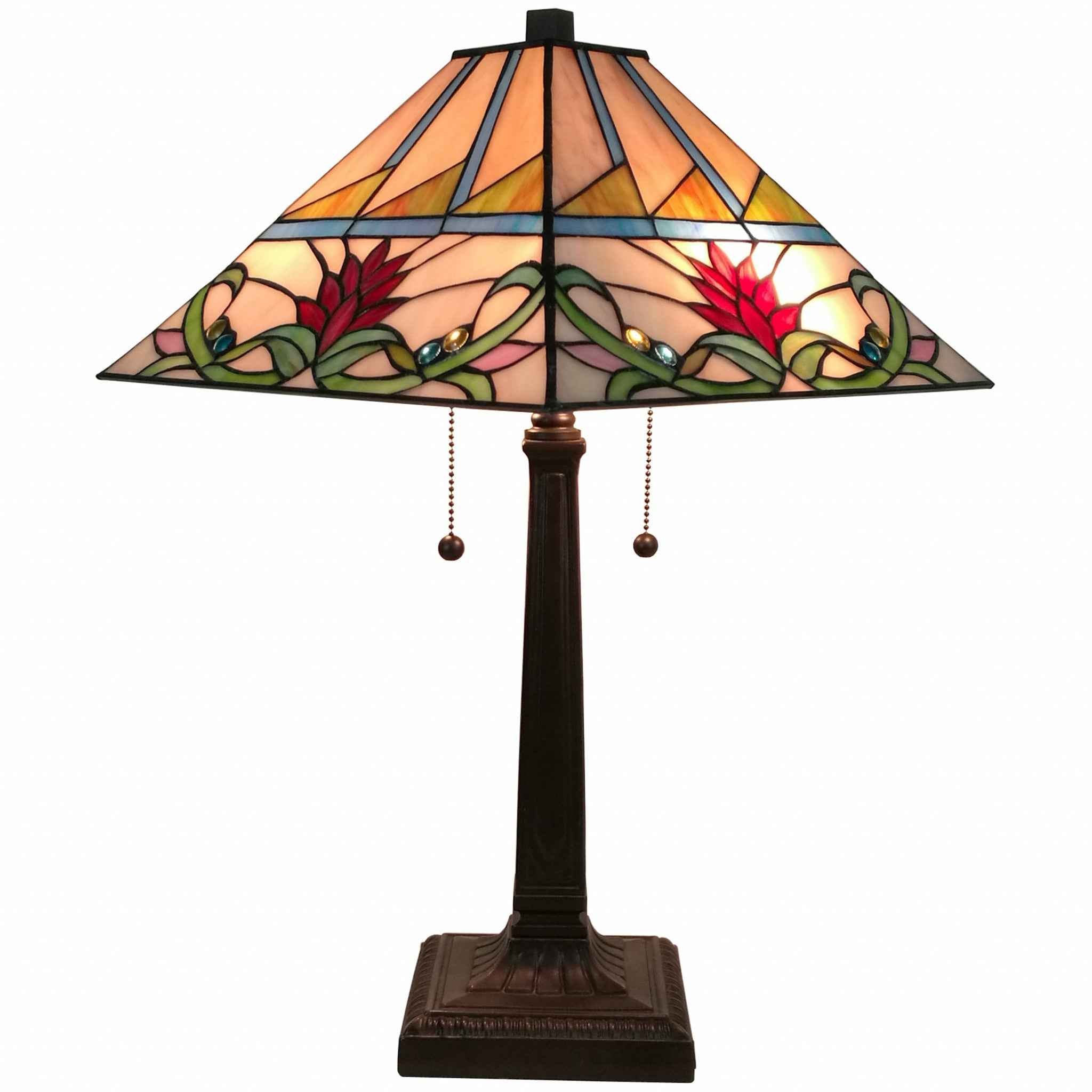 22" Dark Brown Metal Two Light Candlestick Table Lamp With White Empire Shade